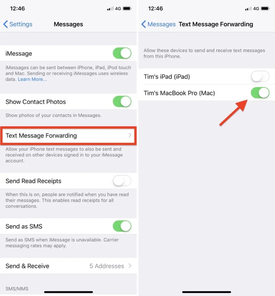 دایورت پیامک در آیفون